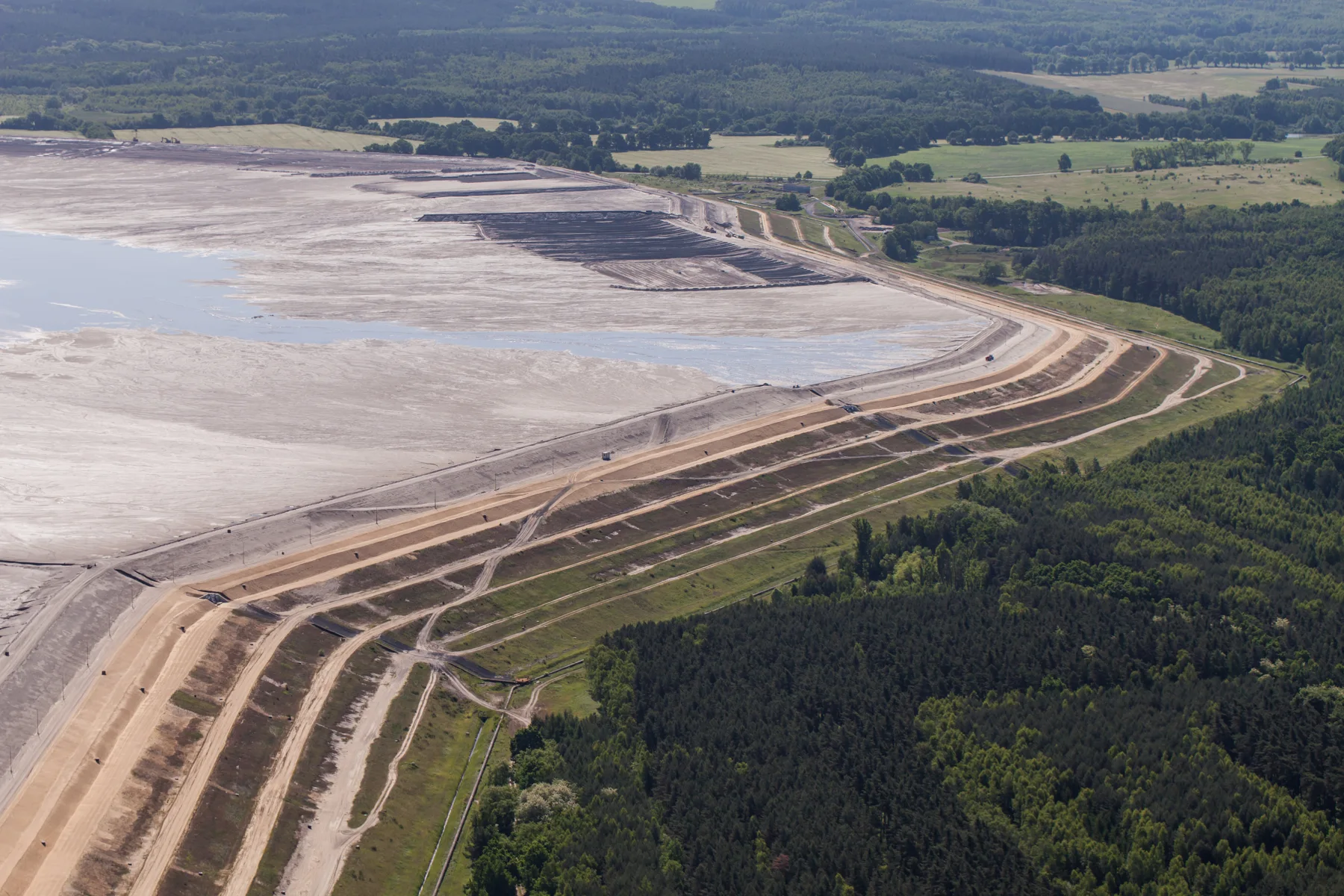 Illustrative aerial view of a tailings storage facility